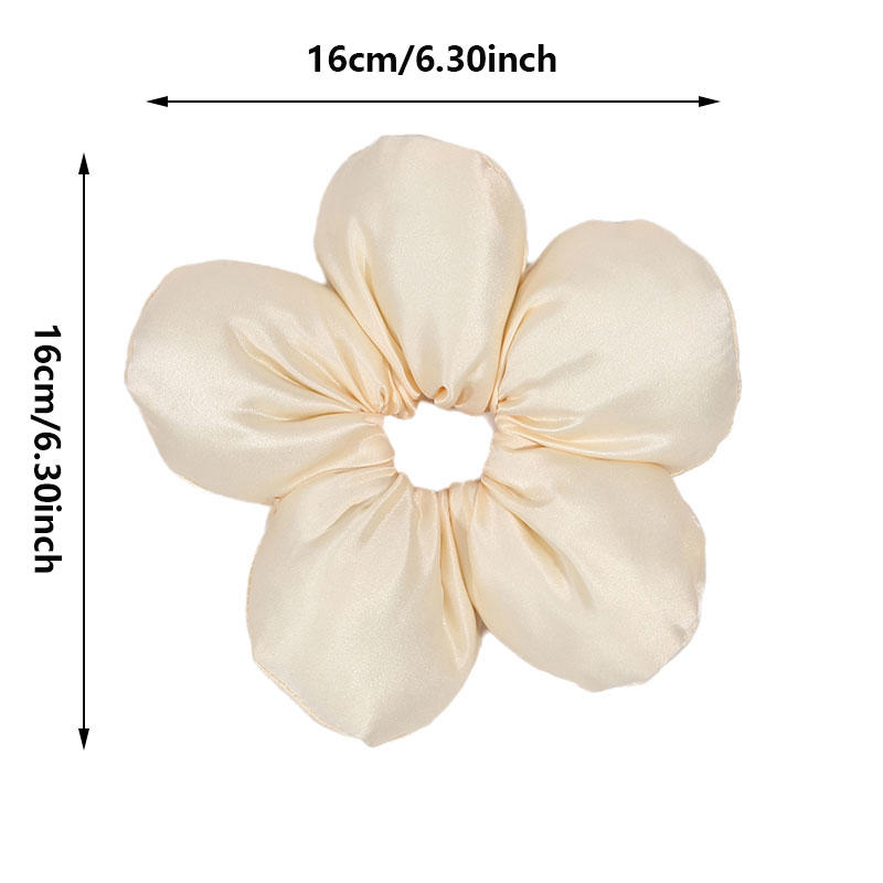 Trendy Oversized Blue Flower Scrunchie Headdress Women Girls Design Rubber Elastic Hair Band Vacation Hair Accessories