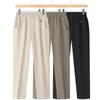 LangSha Women's Elastic Waist Straight-Leg Cropped Pants