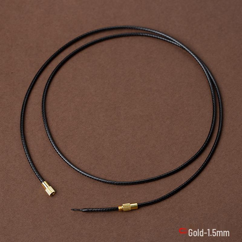 Black Waxed Leather Cord Jade Pendant Necklace for Men and Women