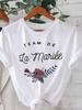 Bridesmaid Wedding Preparation Unisex Shortsleeve Casual Tee Crew Neck Spring Summer Tshirt With French Wedding Team Print Ideal Top
