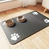 1pc Diatomaceous Earth Pet Feeding Mat - Splash-Proof, Absorbent, Easy To Clean, for Dogs and Cats, Herring Bone Pattern with Paw Print Design