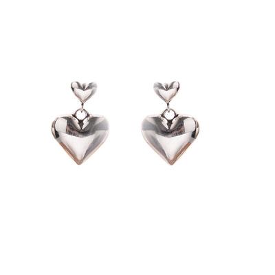 Prevent Allergy 925 Sterling Silver Stud Earrings Fashion Punk Simple Sweet LOVE Heart Pendant Party Jewelry Girl Gift