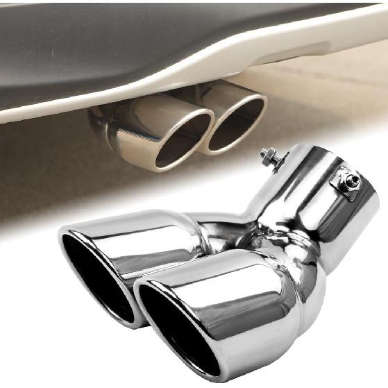 3 Inch Exhaust Tip, Universal Stainless Steel Exhaust Tailpipe Dual Tailpipe Slant For Most Cars