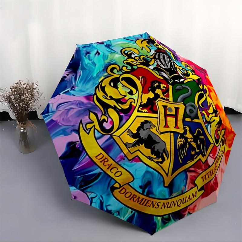 1pc Crest Automatic Folding Umbrella - Compact 8-Rib Design, Durable Plastic & Iron, Perfect Gift for Friends & Family, Outdoor Umbrella, Fashionable