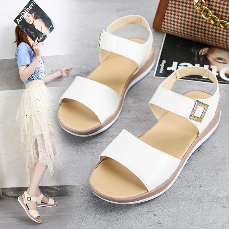 35-45 extra large size women's shoes summer new versatile flat-soled sandals soft-soled student Velcro women
