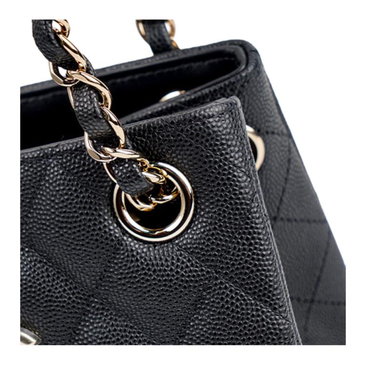 Chanel Diamond Pattern Leather Chain Shoulder Strap Caviar Grain Embossed Cowhide Hobo Bag Tote Bag Shopping Bag Messenger Bag Women'S Black