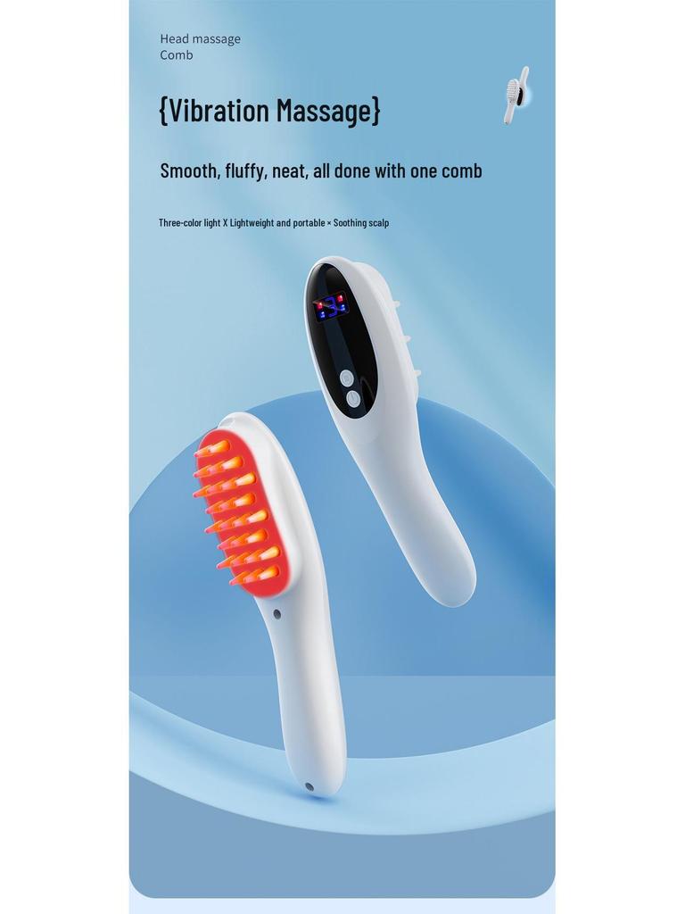 Red & Blue Light Electric Scalp Massager Comb with Hair Growth Oil