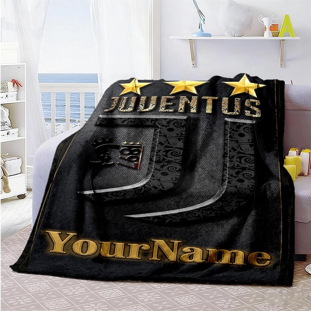 Juventus Customize Text Blanket Cozy Personalized Blanket Comfortable Versatile for Office Chair Seaside Couch Home Decor Four Seasons Universal