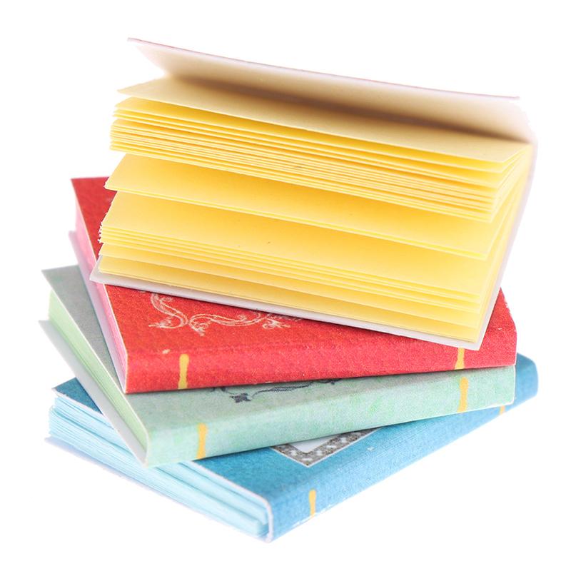 

4 шт./компл. 1:12 Миниатюрных Книжек для Кукольного Домика Бумажный Блокнот Модель Декор Кукольного Дома