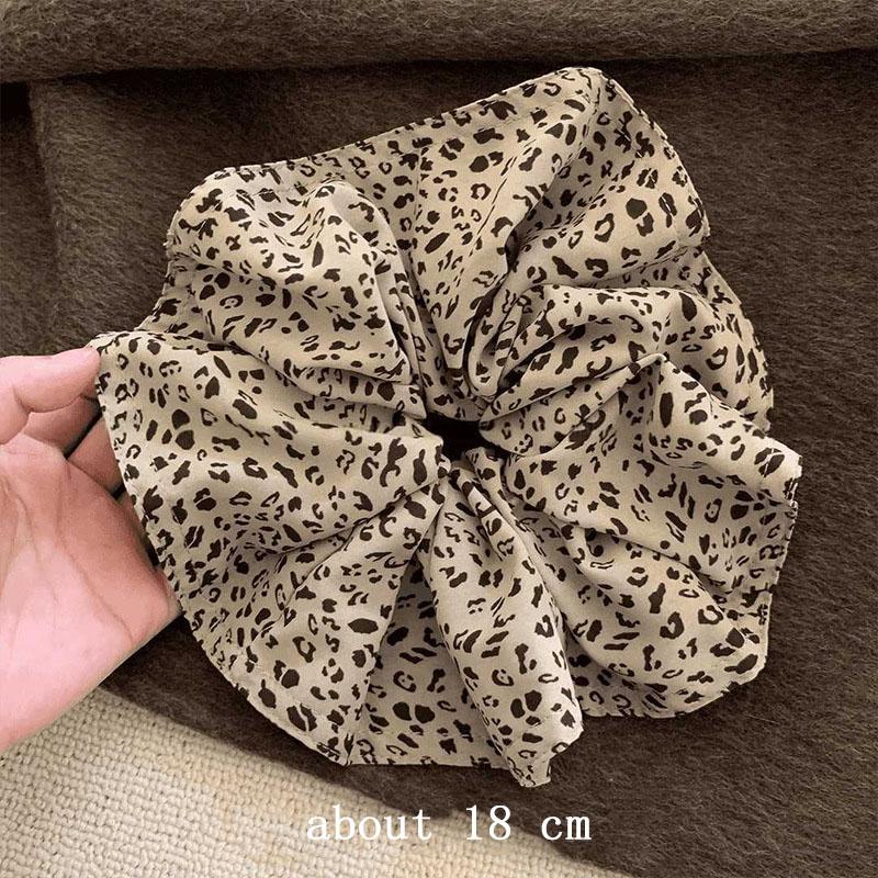 Elegant Solid Leopard Pattern Large Intestine Scrunchie For Women Girls Sweet Hair Band Hair Tie Hair Rope Hair Accessories
