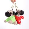 Pug Dog Plush Toy Keychain With Short Pile Fabric For Birthday Gift And Bag Charm