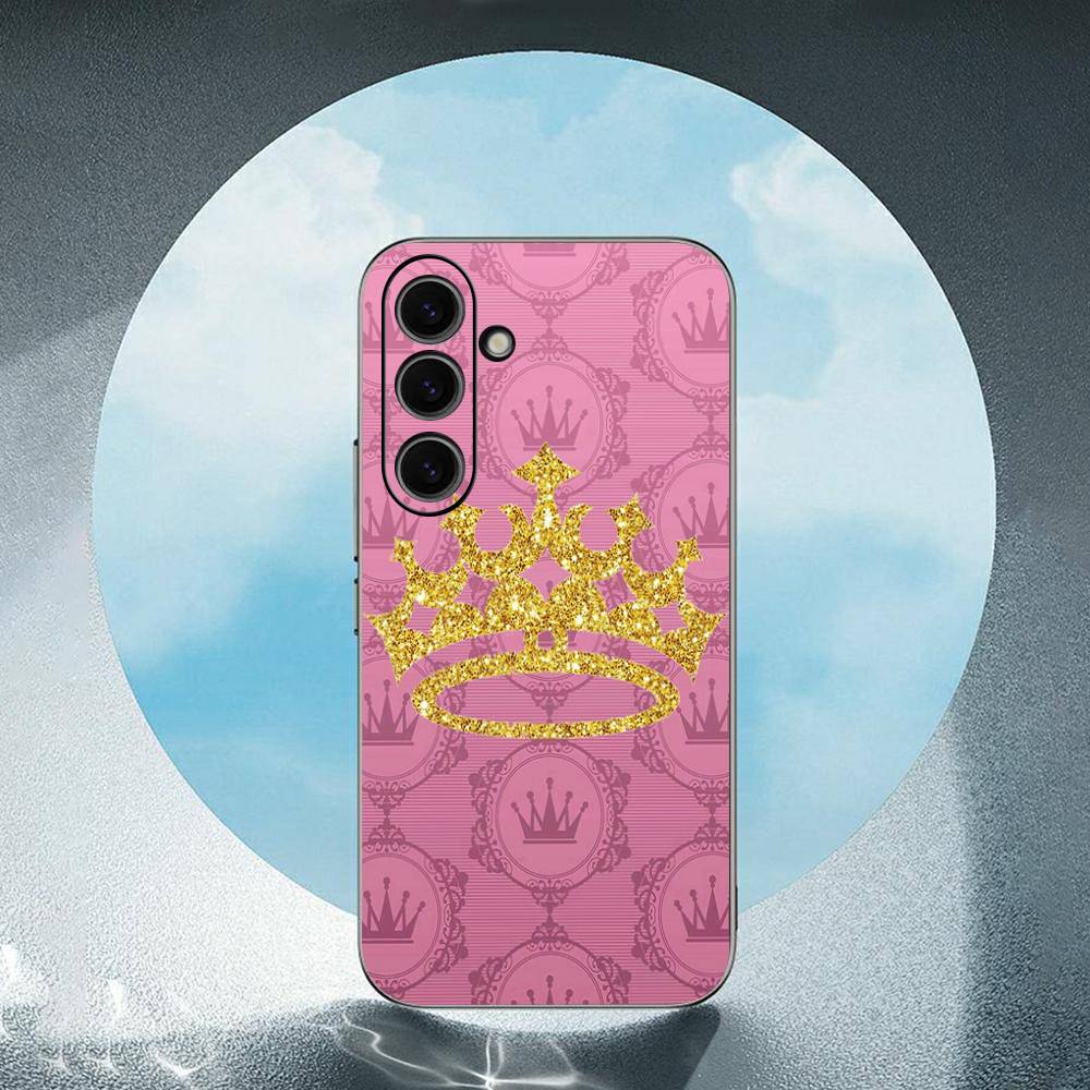 Crown For Samsung Galaxy S25 S24 S23 Ultra S22 S21 Plus S20 Black Soft Silicone Protective Case