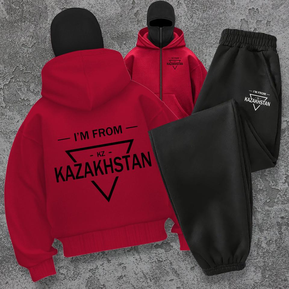 Hooded Zipper Sweatshirt and Pants Set - Double Hooded Hoodie Zipper Triangle Printed Zipper Hoodie Casual Cool Coat for Men and Women