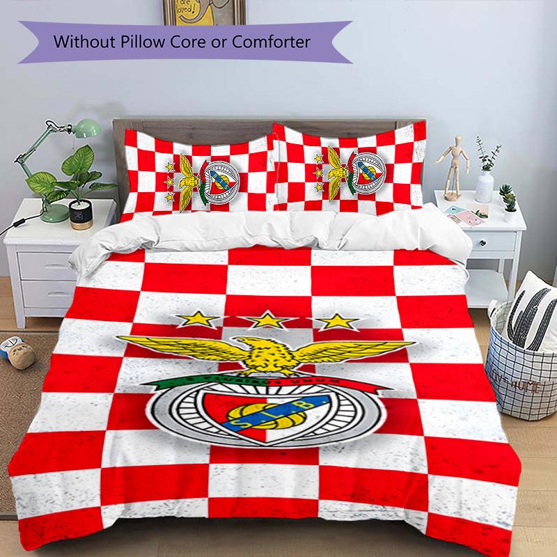 Benfica FC 3pcs Bedding Set Duvet Cover Closure Includes 1 Duvet Cover & 2 Pillowcases for All Seasons Bedroom Home Dorm Decor