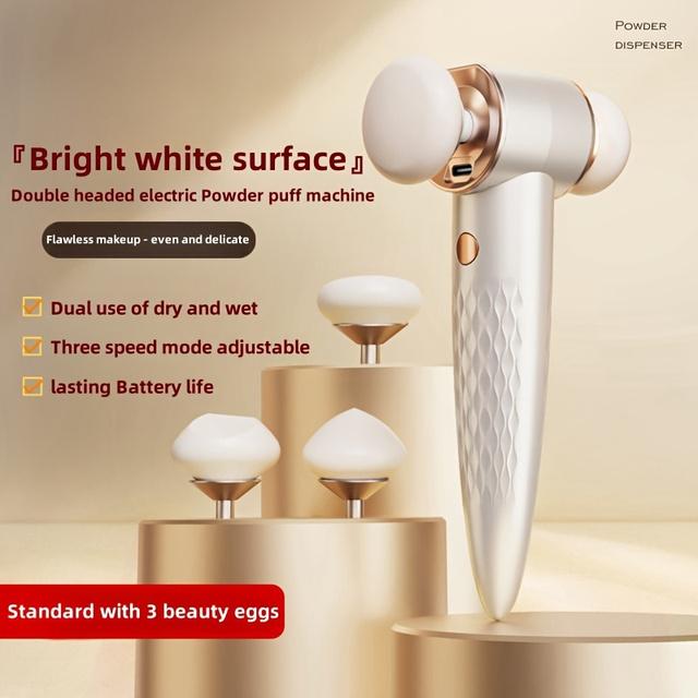 

Мини-электрическая губка для макияжа, перезаряжаемая, с 3 скоростями и несколькими насадками WHITE белый