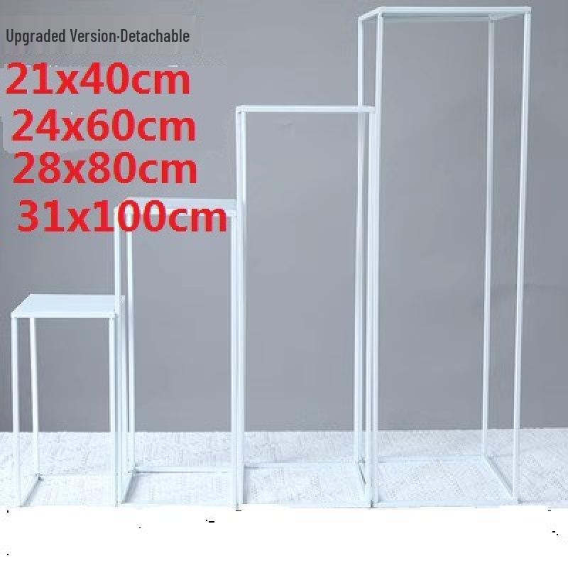 Geometric Square Frame Flower Stand for Weddings - Wrought Iron Artificial Flower Decor