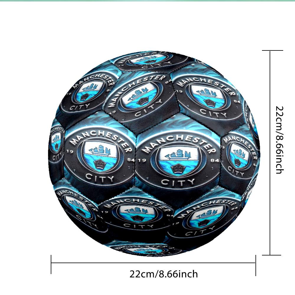 City Football Club Printed Size 5 Soccer Ball - Durable, Machine-stitched, Soft and Comfortable, Suitable for Training and Matches Gift