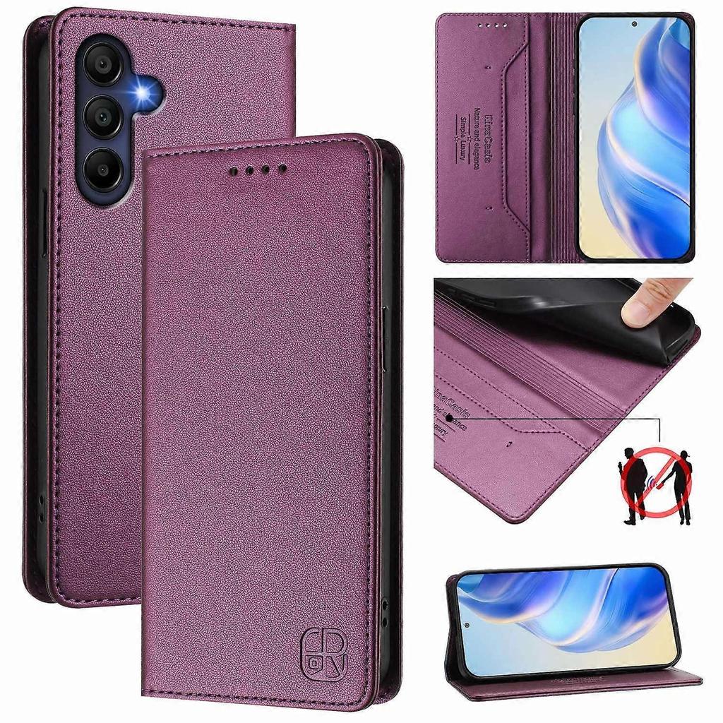For Samsung Galaxy A26 5G RINACASIS RC01 Leather Case RFID Blocking Wallet Stand Magnetic Closing Sh