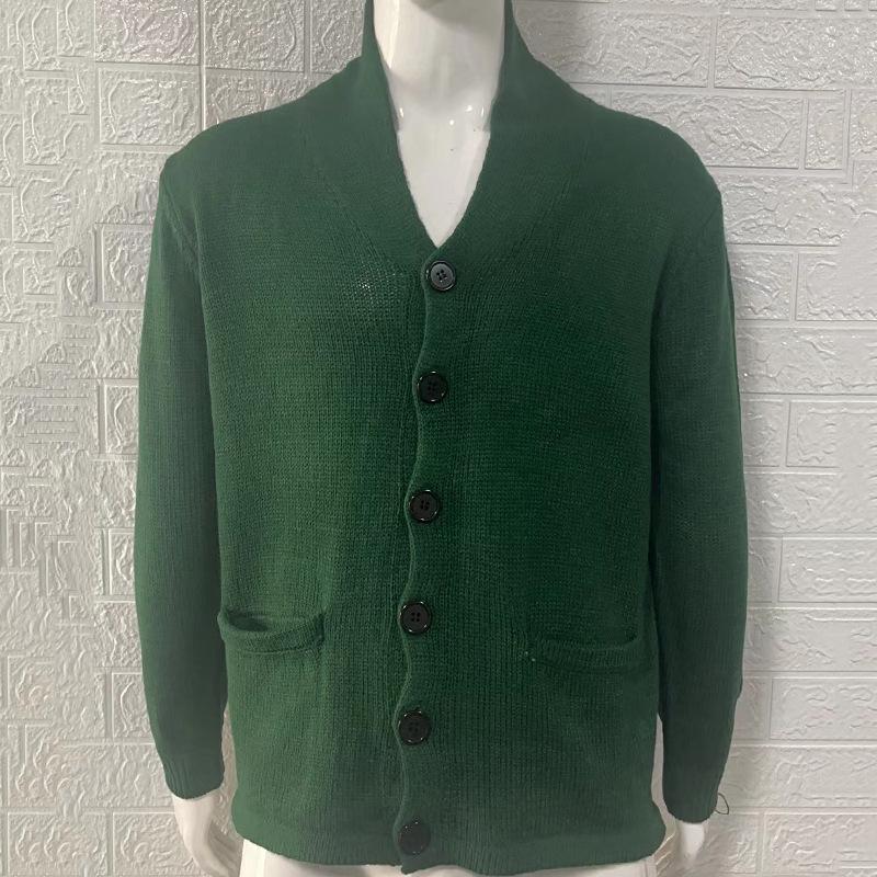 Men's Solid Color Long Sleeve Knit Cardigan - 2025 Autumn/Winter Collection