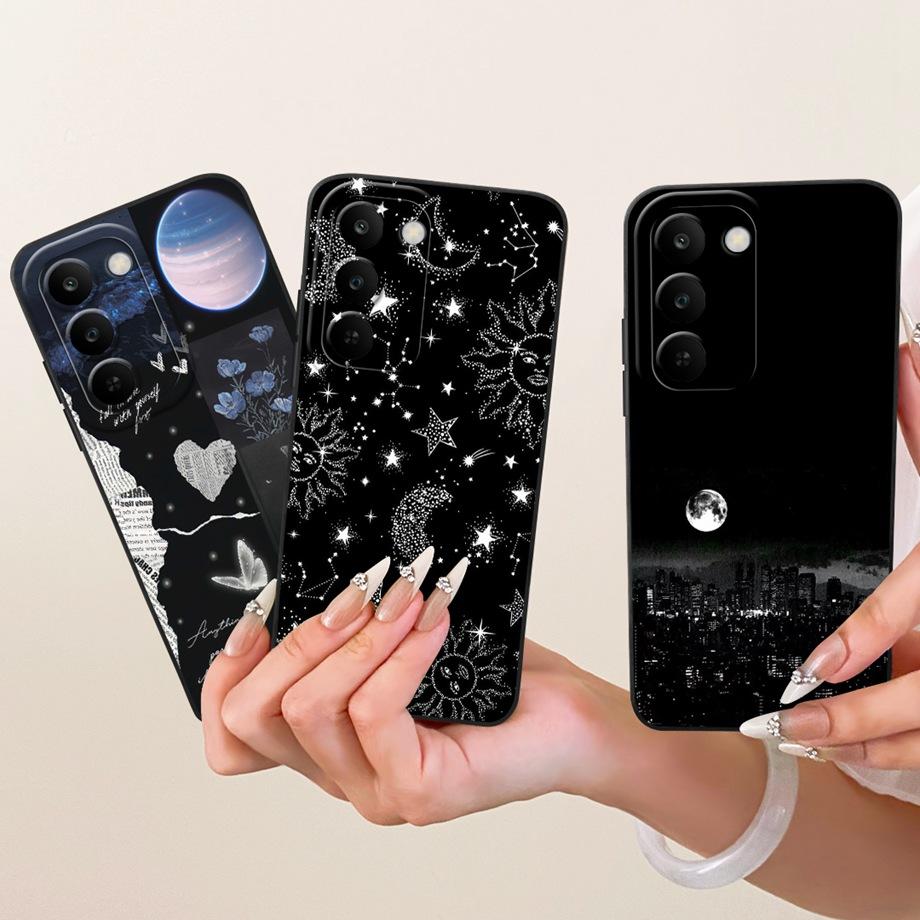 Per Realme C83 C100 Custodia per Telefono Floreale Margherita Estetica Luna Notte Modello Fiocco Funda Copertura Posteriore in Silicone Morbido Opaco Realme P4 Lite