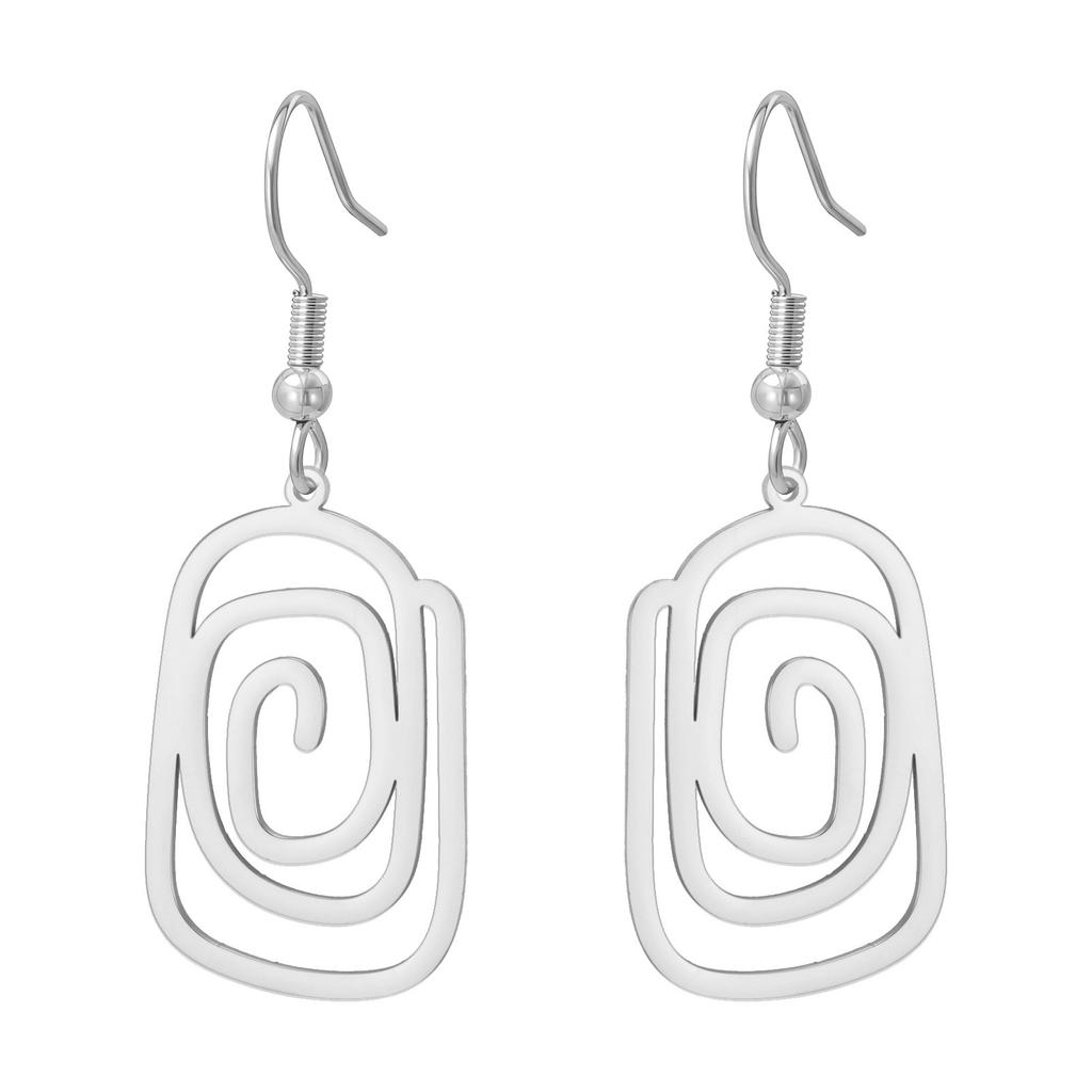 Square Swirl Geometric Drop Earrings Creative Trendy Dangle Earrings for Women