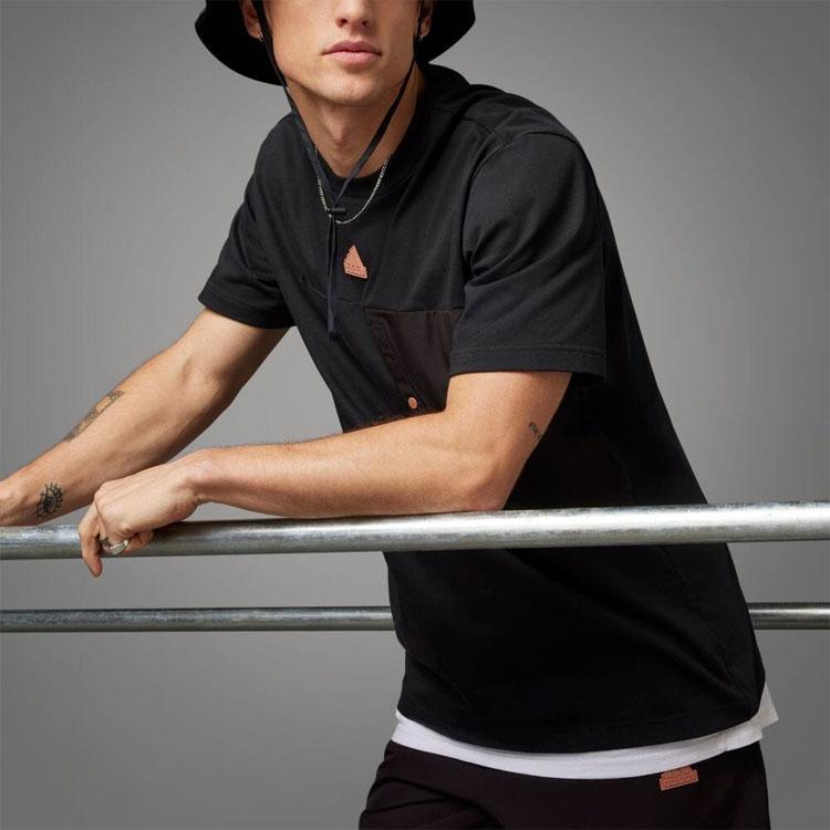 Adidas Solid Color Logo Print Crew Neck Pullover Casual Short Sleeve T-Shirt Men Tops Black IP3734