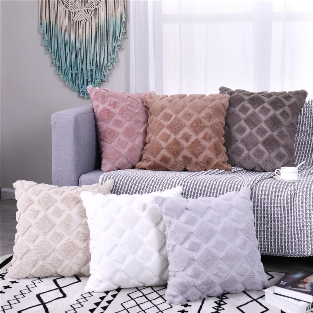 Free Shipping 3D Rhombus Geometric Plush Throw Pillow Case 30*50/45*45cm Cushion Cover Home Living Room Sofa
