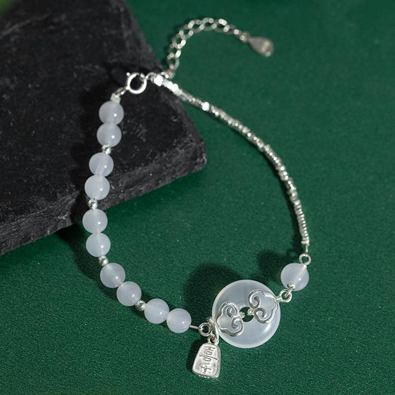 

Белый нефритовый браслет Joy, ретро-мода, сломанный серебряный браслет, новый китайский браслет с пряжкой Copper (White Gold)