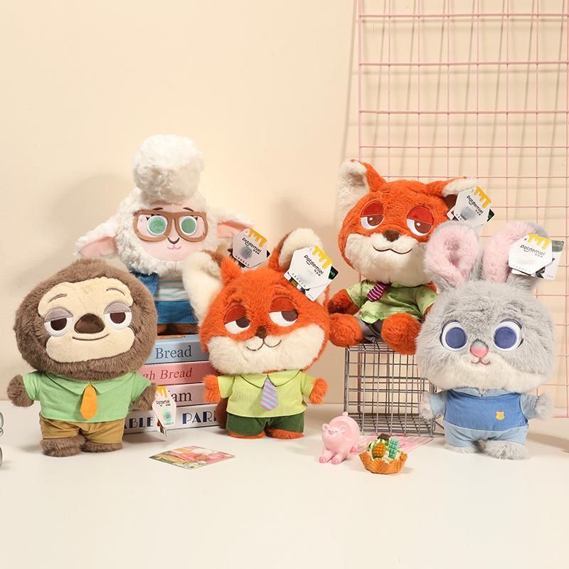 Zootopia 2 Judy Hopps & Nick Wilde Plush Set - Flash Sloth Soft Stuffed Animal Toy, Dreamy Heart Message Collectible Doll