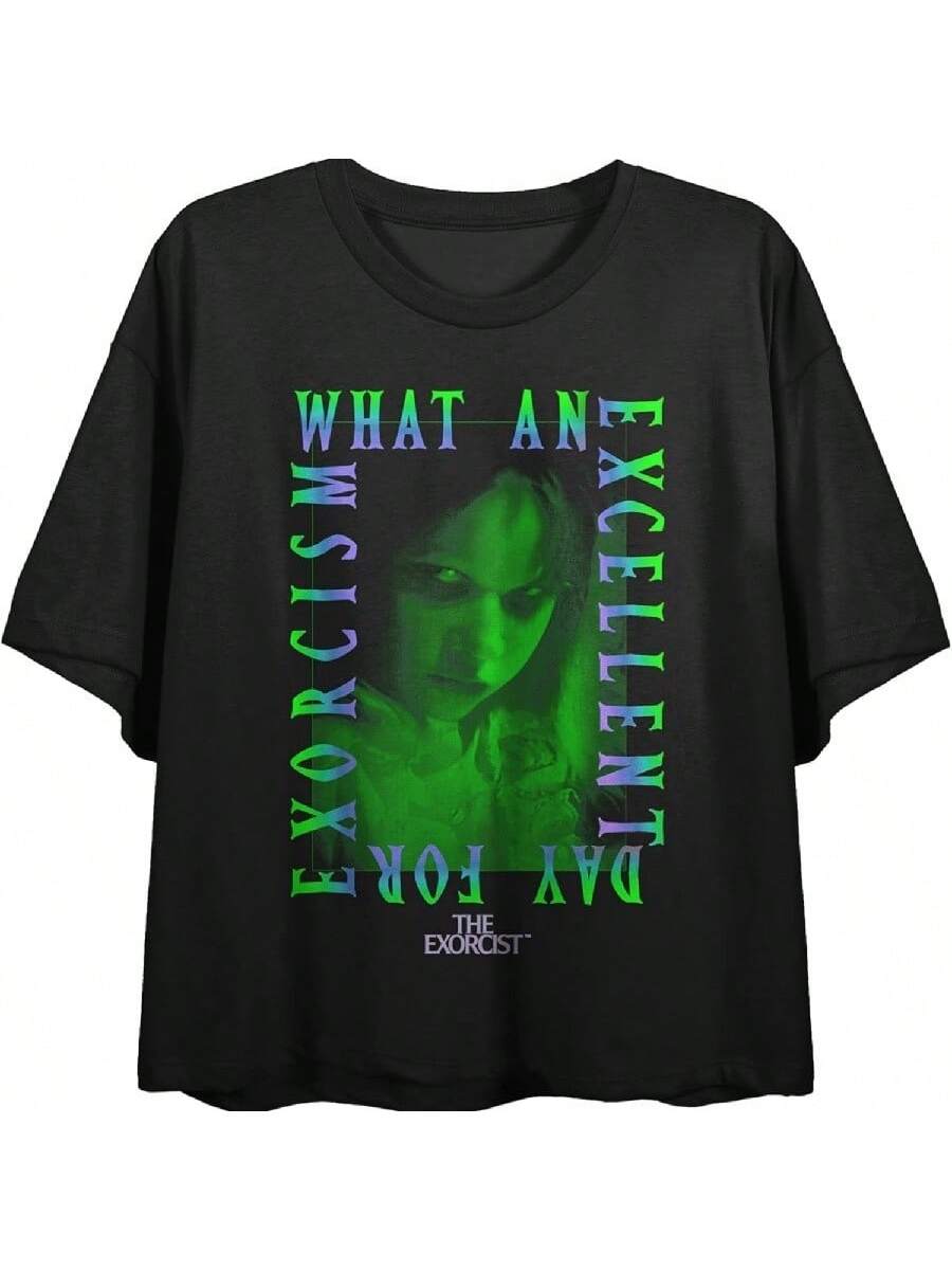 The Exorcists What An Excellent Day For Exorcism Crew Neck Short Sleeve Women s Black Crop T-Shirt S разноцветный