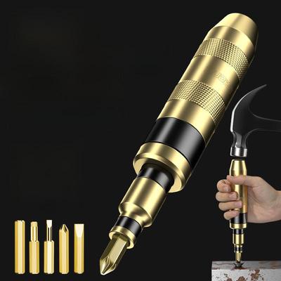 Impact & Hammer Screwdriver Set: Loosen, Extract & Drive Screws Effortlessly.