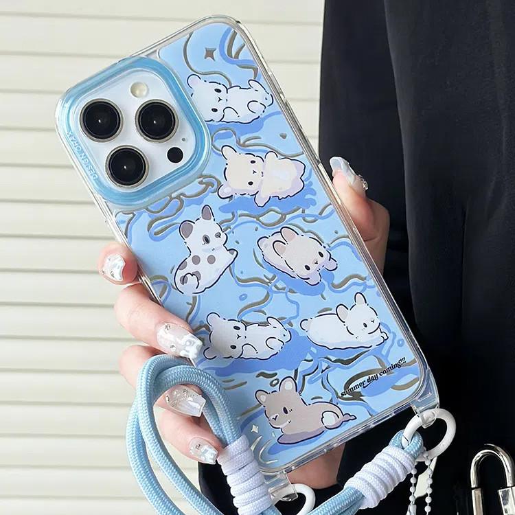 Anti-theft Lanyard Phone Case Compatible and Suitable for iPhone15 14 13 12 11promax Cartoon Small Animals