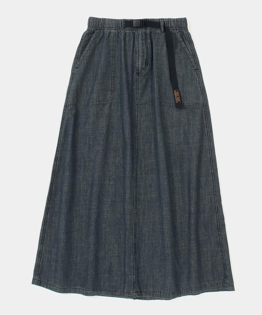 Columbia University Columbia Trajan Label Belted Denim Long Skirts Black Denim