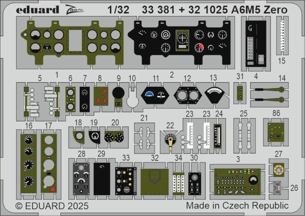 Eduard Mitsubishi Zero Fighter Model 52 Interior Etching Parts Plastic Model Kit Parts EDU321025 1/32 (for Tamiya) (Airplane)