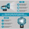 Portable Horizontal Fan with Light for Makita Multifunction Remote Fan 14.4V/18V Lithium Battery Workshop light Fan