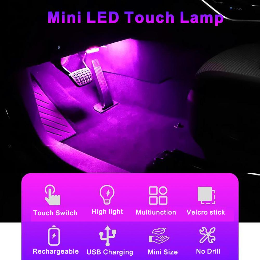 Touch Switch Car LED Touch Light Mini Size Rechargeable Interior Inspection Lamp Portable Car Roof Trunk 6 LED Beam 120mA