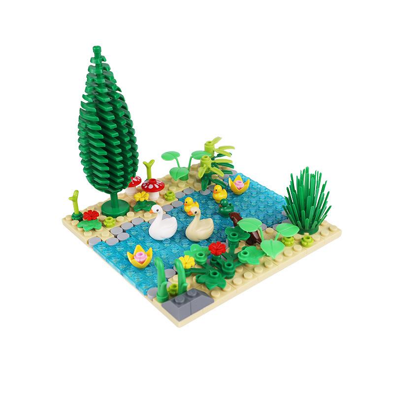 MOC City Blocchi da Costruzione Scena Accessori Fattoria Terreno di Ravanelli Gatto Struttura per Arrampicata Animali Piante Mattoncini Giocattolo Compatibile Regali S011