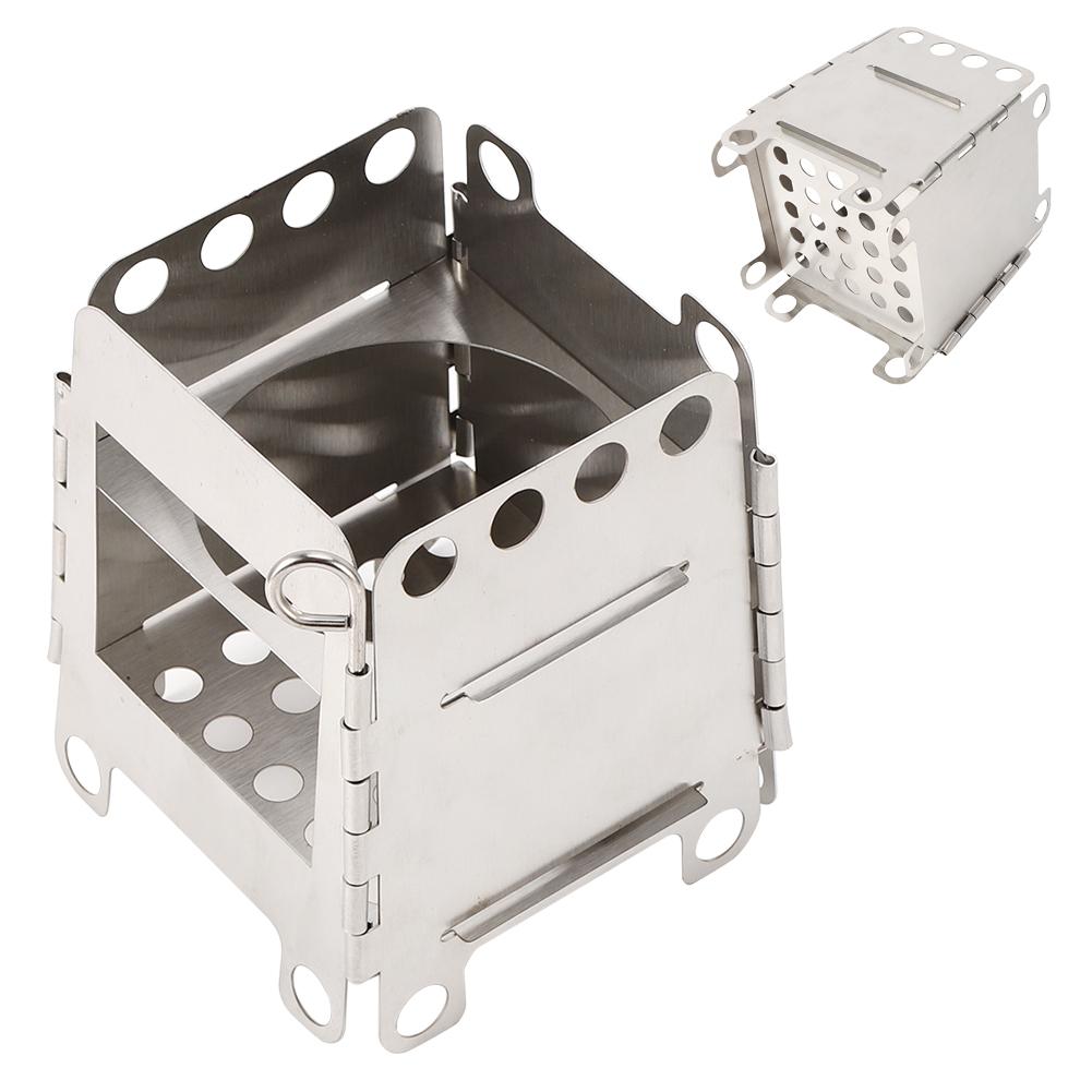 Tragbarer Edelstahl Klappkocher Holzkocher für Outdoor Picknick BBQ Camping Wandern