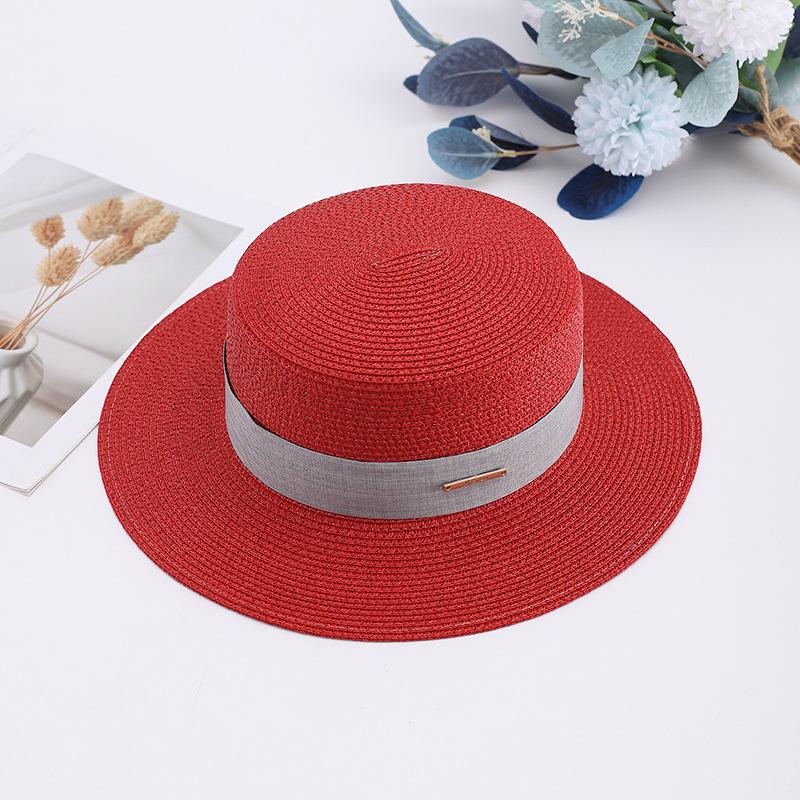 Internet celebrity French retro flat top straw hat summer travel sun hat manufacturer
