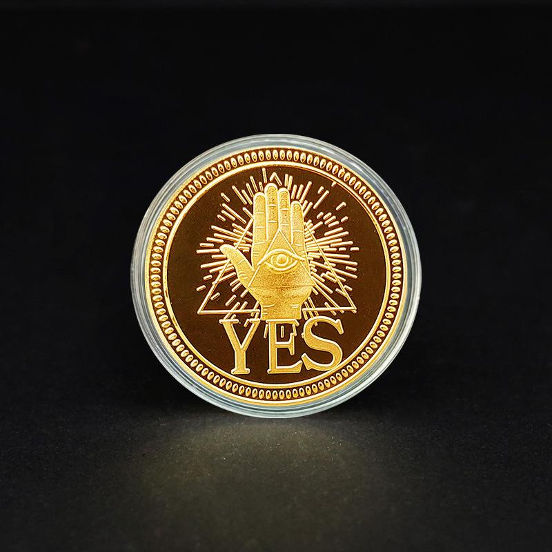 1Pcs Souvenir Commemorative Coin Yes Or No Prediction Decision Coin Ouija All-Seeing Eye Or Death Gothic Copper Plated Coin