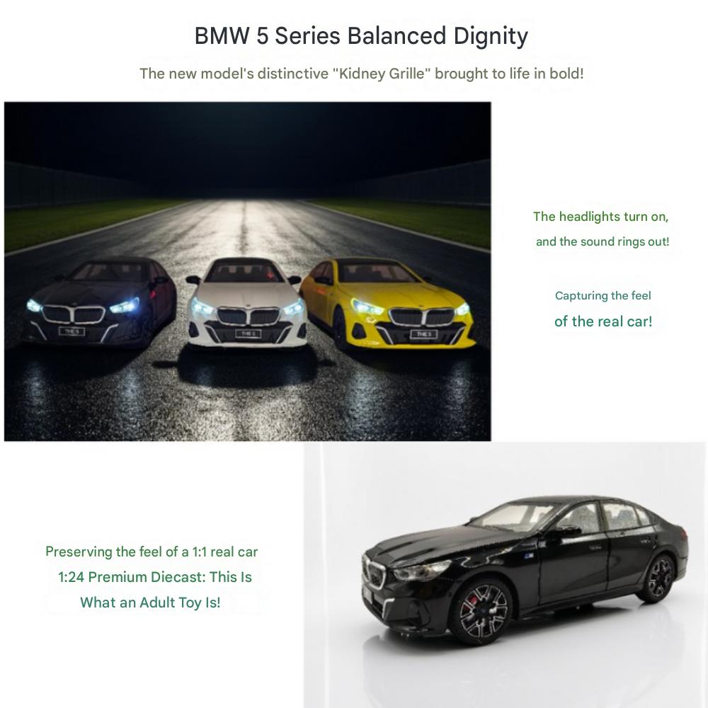 BMW 5 Series Mini Car BMW 530i 1:24 Diecast Mini Car, Option 3 : White/Yellow/Black