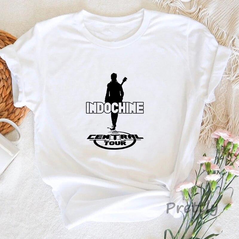 Indochine Central Tour Rock Band T Shirts Streetwear Frauen Sommer Kurzarm T-shirt Vintage Grafik Druck Frau Kleidung Unisex