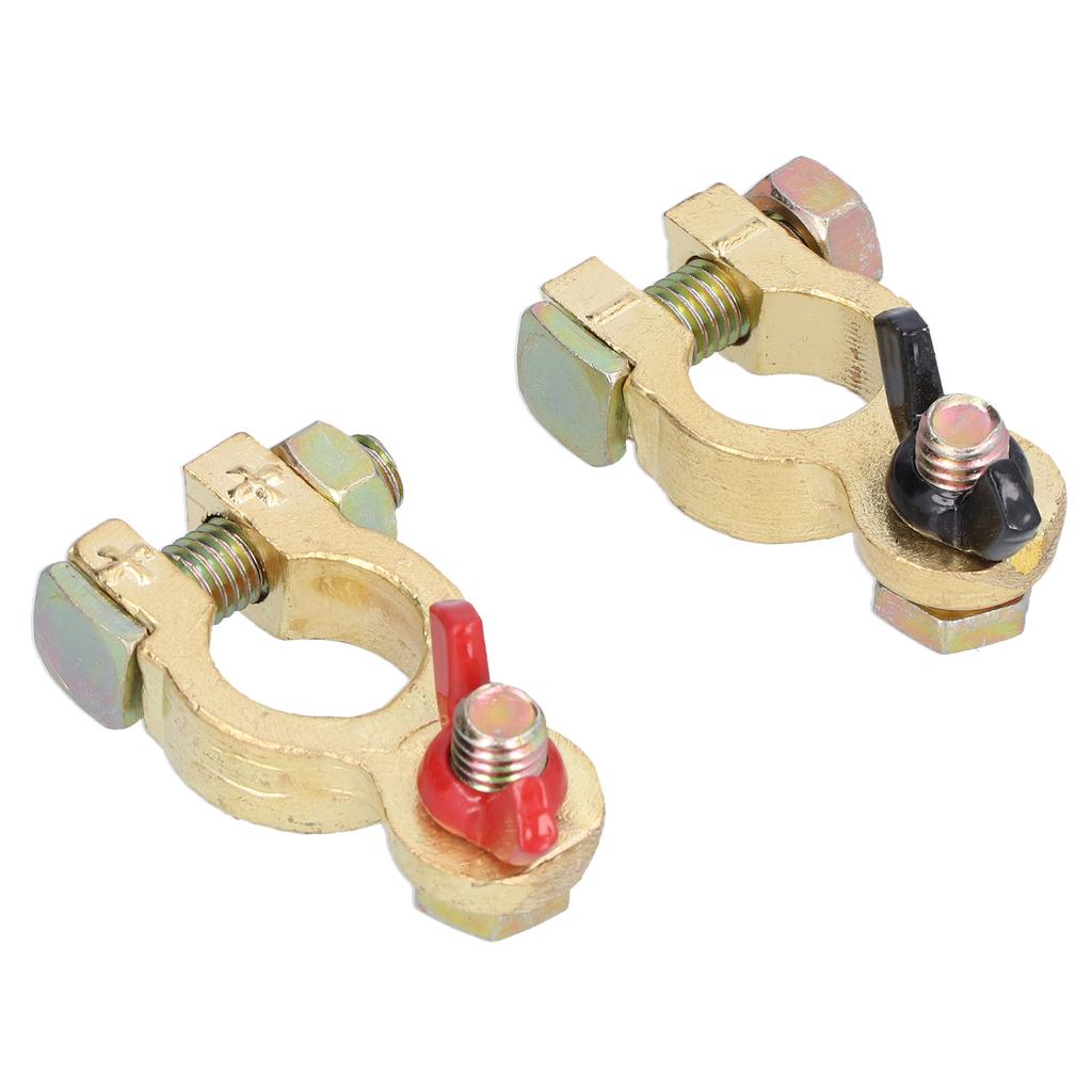 2pcs Universal Battery Terminal Clamps Pure Copper Positive Negative Top Post Connectors for Car