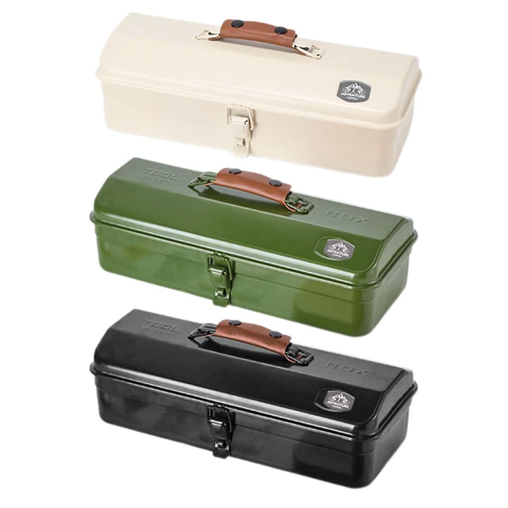 Metal Tool Box With Sticker Small Toolbox Portable Handheld Metal Storage Box Hip Roof Metal Tool Box for Outdoor