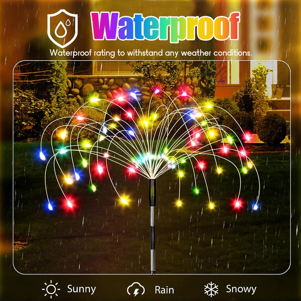 3/4/5PCS LED Solar Firework Light ,Outdoor Waterproof Garden Lights 8 Modes Fairy Lights For Party Pathway Yard DIY Decor