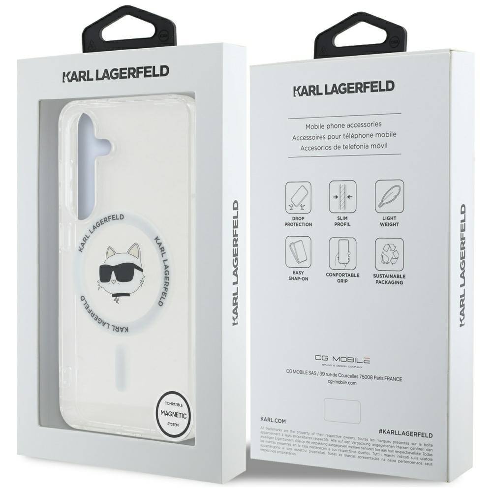 Karl Lagerfeld Button Choupette Case Printed Logo Magsafe For Samsung Galaxy S25 White