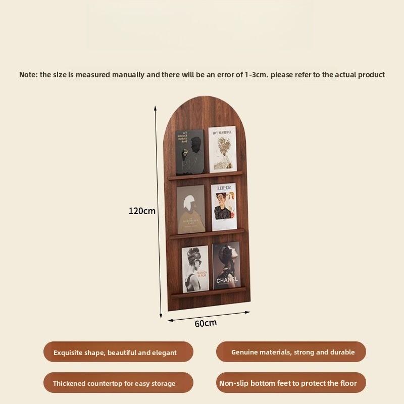 Floor-standing Bookshelf Newspaper Stand Nordic Creative Simple Multi-layer Solid Wood Decorative Display Home Storage Book Nook