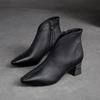 Johnature High Heel Spitzschuh Damen Stiefel Vintage Echtes Leder Vielseitiges Temperament Damenschuhe