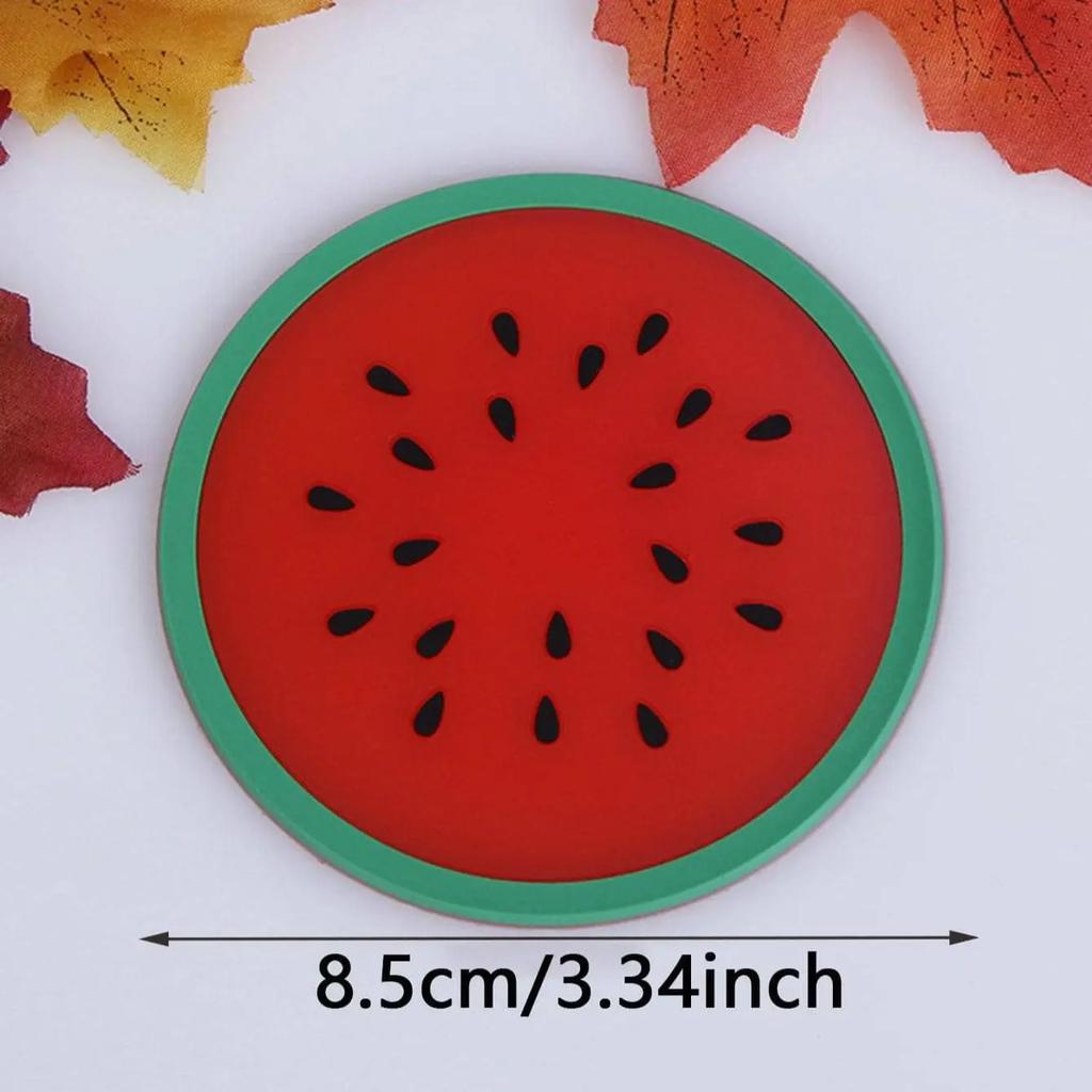 7 PCS/set Cup Mat Creative Coffee Coaster Silicone Fruit Pattern Placemat
