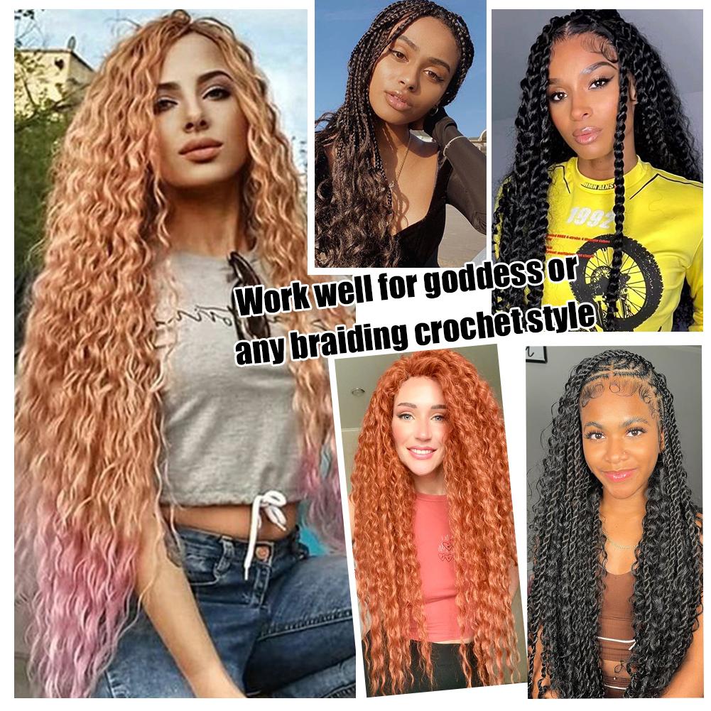 Ocean Wave Crochet Hair Long Deep Wave Curly 22 inch Braiding Hair Soft Synthetic Curly Crochet Hair For Women